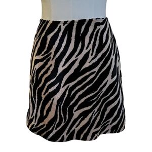 Y2K Wrapper Black and White Zebra Print Mini Skirt Size 7 To 8 Juniors